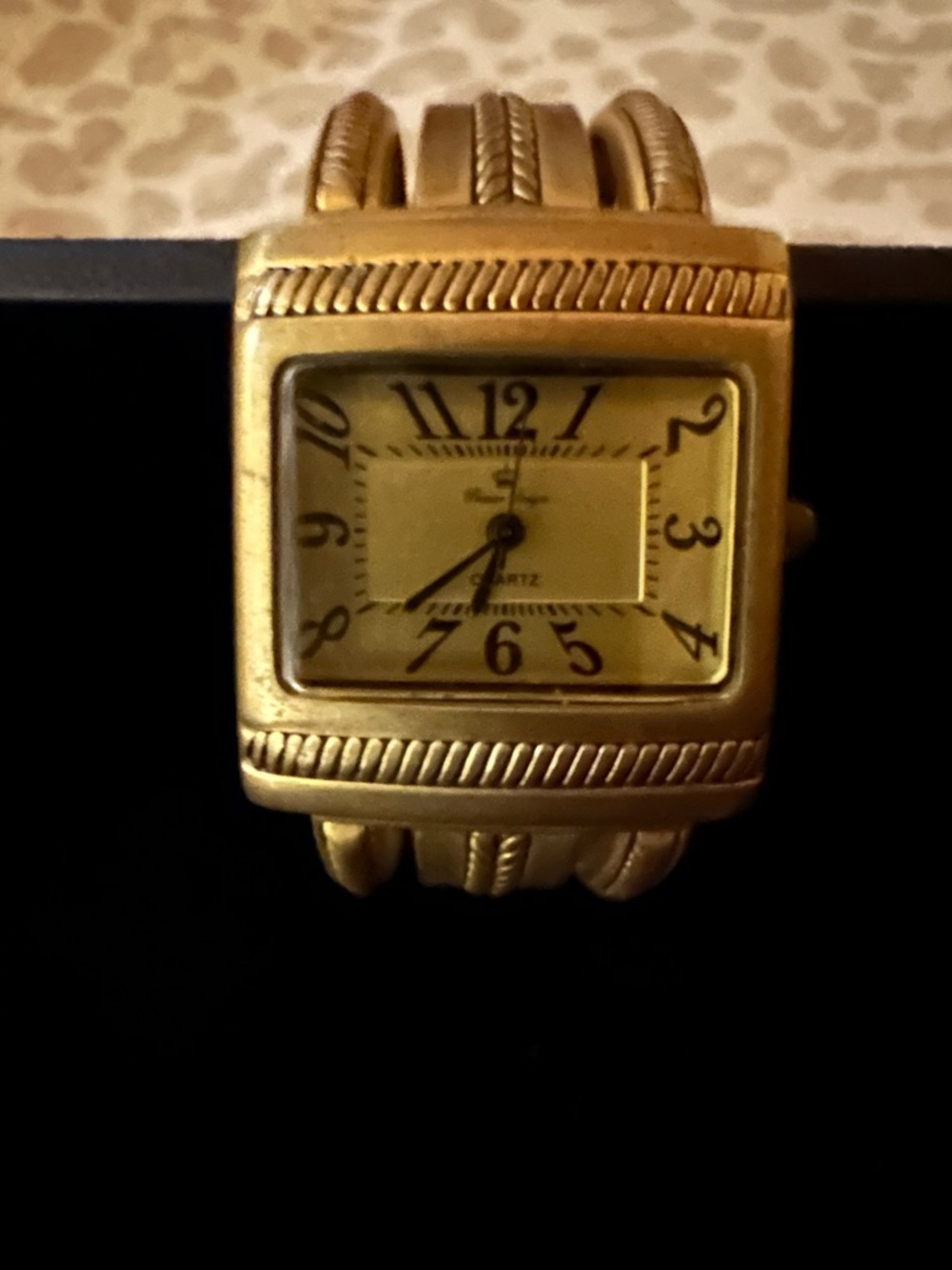 Gold-Tone Square Face Quartz Bracelet Watch